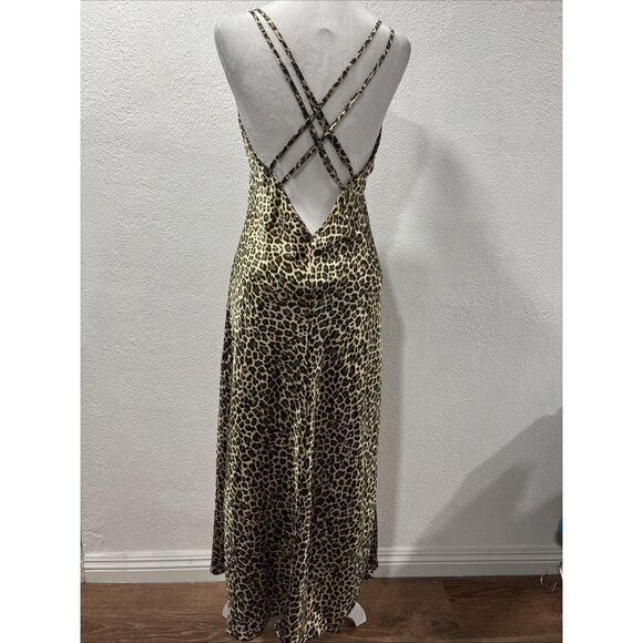 VICTORIA'S SECRET Leopard Print Satin Women's Maxi Dress M  Lingerie - Picture 6 of 16